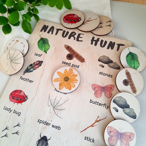 Activity Board, Nature Hunt, Nature Activities, Outdoor Toys, Wooden Toys For Kids, Educational Wooden Puzzles, Gift For Kids, Easter gifts