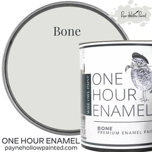 Bone One Hour Enamel Paint • Soft White with Gray Undertone • Wise Owl Cabinet & Furniture Paint • Satin Finish • Free Shipping