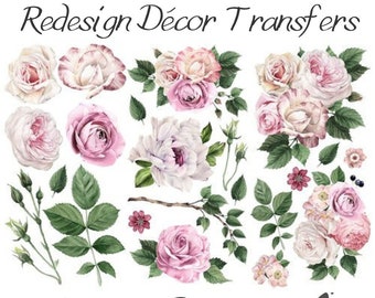 DELICATE ROSES Redesign Transfer • 3PK 6 X 12 • Redesign With Prima • Rub On Transfer • Furniture Transfer • Furniture Upcycling