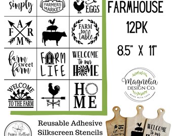 MR MRS BUNDLE 8.5 X 11 Reusable Silkscreen Stencil by Magnolia Design Co. Reusable Self Adhesive Stencil