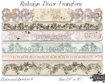 Distressed Borders II Redesign Transfer • 24 X 35 • Redesign With Prima • Rub On Transfer • Furniture Transfer • Furniture Upcycling