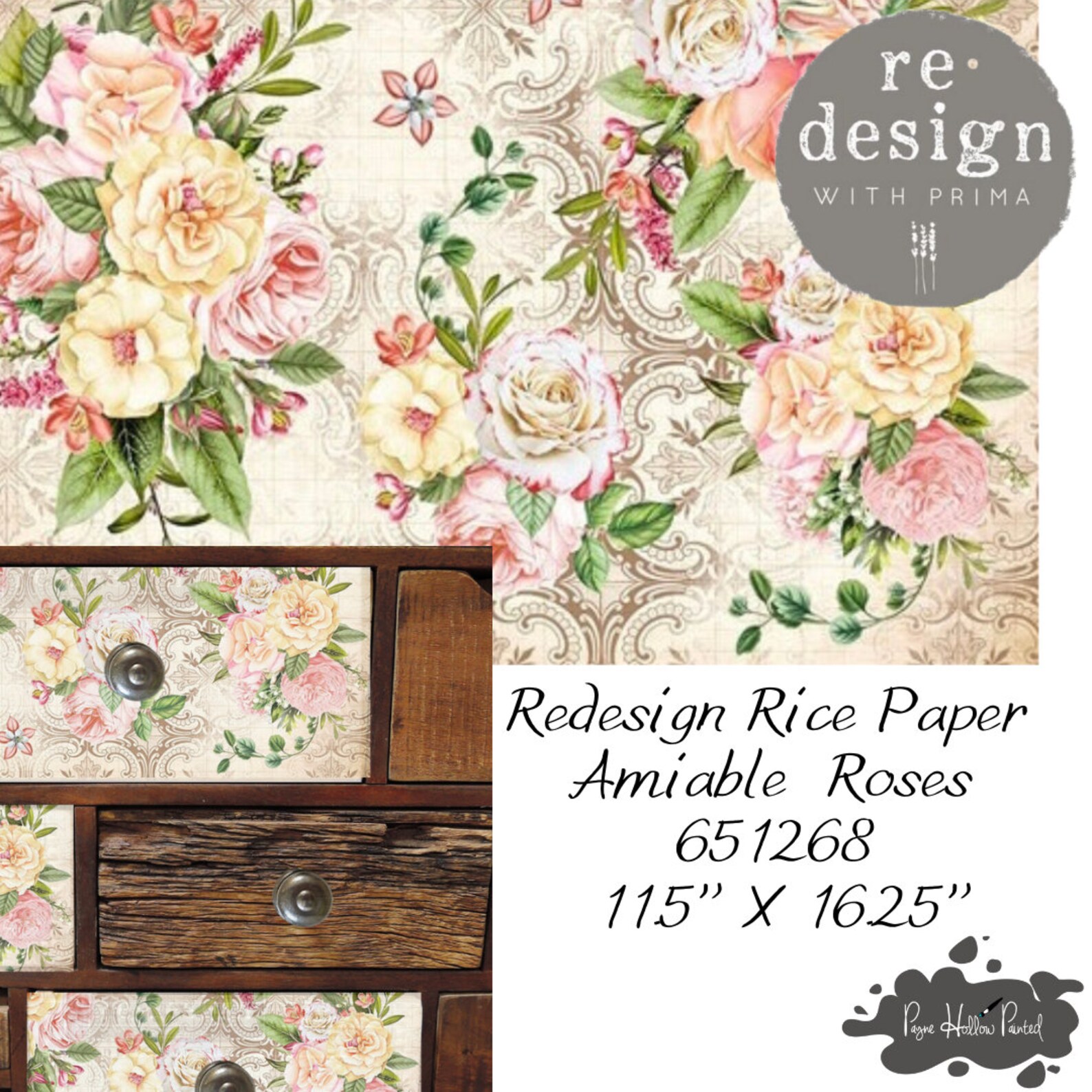 AMIABLE ROSES • Decoupage Tissue Paper • 11.5 X 16.25 • by Redesign ...