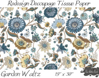 GARDEN WALTZ • Decoupage Tissue Paper By Redesign with Prima • 19 X 30 • Mixed Media