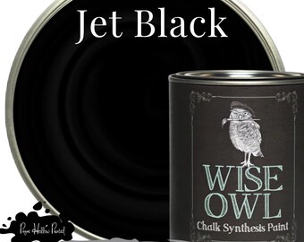 JET BLACK • Wise Owl Paint • Chalk Synthesis Paint • Mineral Paint • Upcycled Furniture • Chalk Style Paint