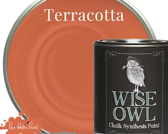 Terracotta Chalk Synthesis Paint • Wise Owl Mineral Paint • Rustic Red Orange Furniture Paint • Non-Toxic Chalk Style Paint