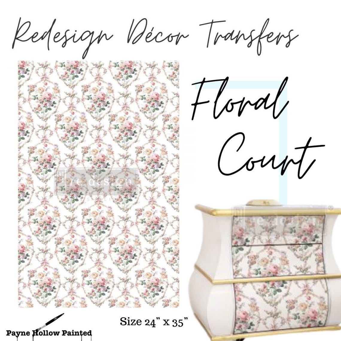 Redesign With Prima FLORAL COURT Decor Transfers 24 x35 Rub Etsy