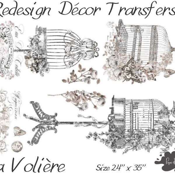 Redesign Transfer LA VOLIÈRE • 24 X 35 • Redesign With Prima • Rub On Transfer • Furniture Transfer