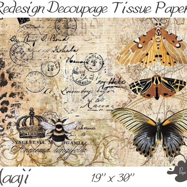 MAAJI • Decoupage Tissue Paper By Redesign with Prima • 19 X 30 • Mixed Media