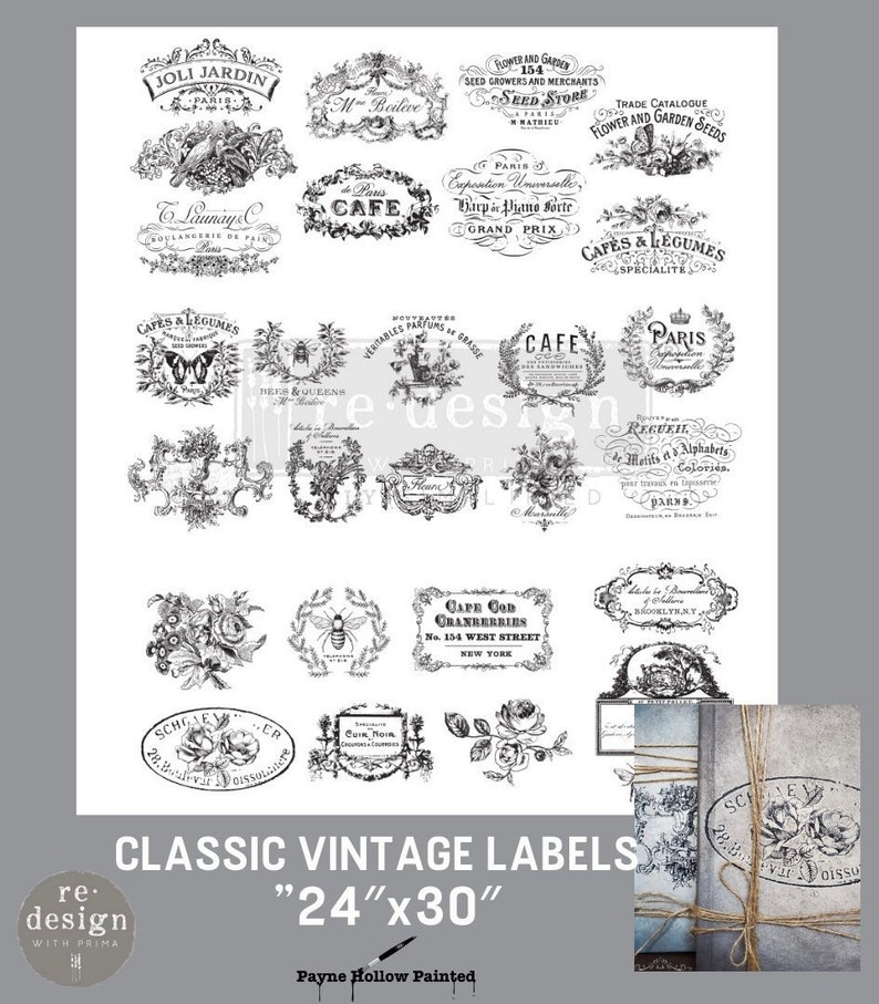 Prima Redesign Classic Vintage Labels Transfer 25" x 34" #646486 Prima Redesign Classic Vintage Labels Transfer 25" x 34" #646486