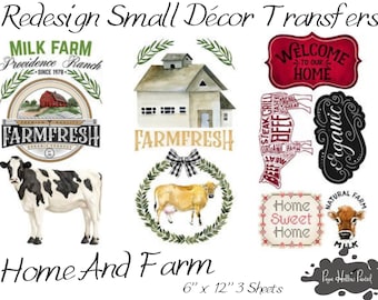 Redesign Transfer HOME AND FARM • 3PK 6 X 12 • Redesign With Prima • Rub On Transfer • Furniture Transfer