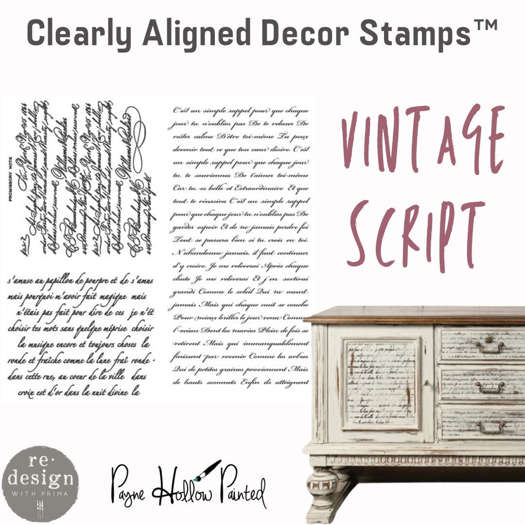 Redesign VINTAGE SCRIPT Furniture Stamp Redesign With Prima - Etsy