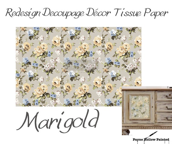 SAME DAY SHIPPING Marigold Decoupage tissue paper 1 sheet Redesign by Prima