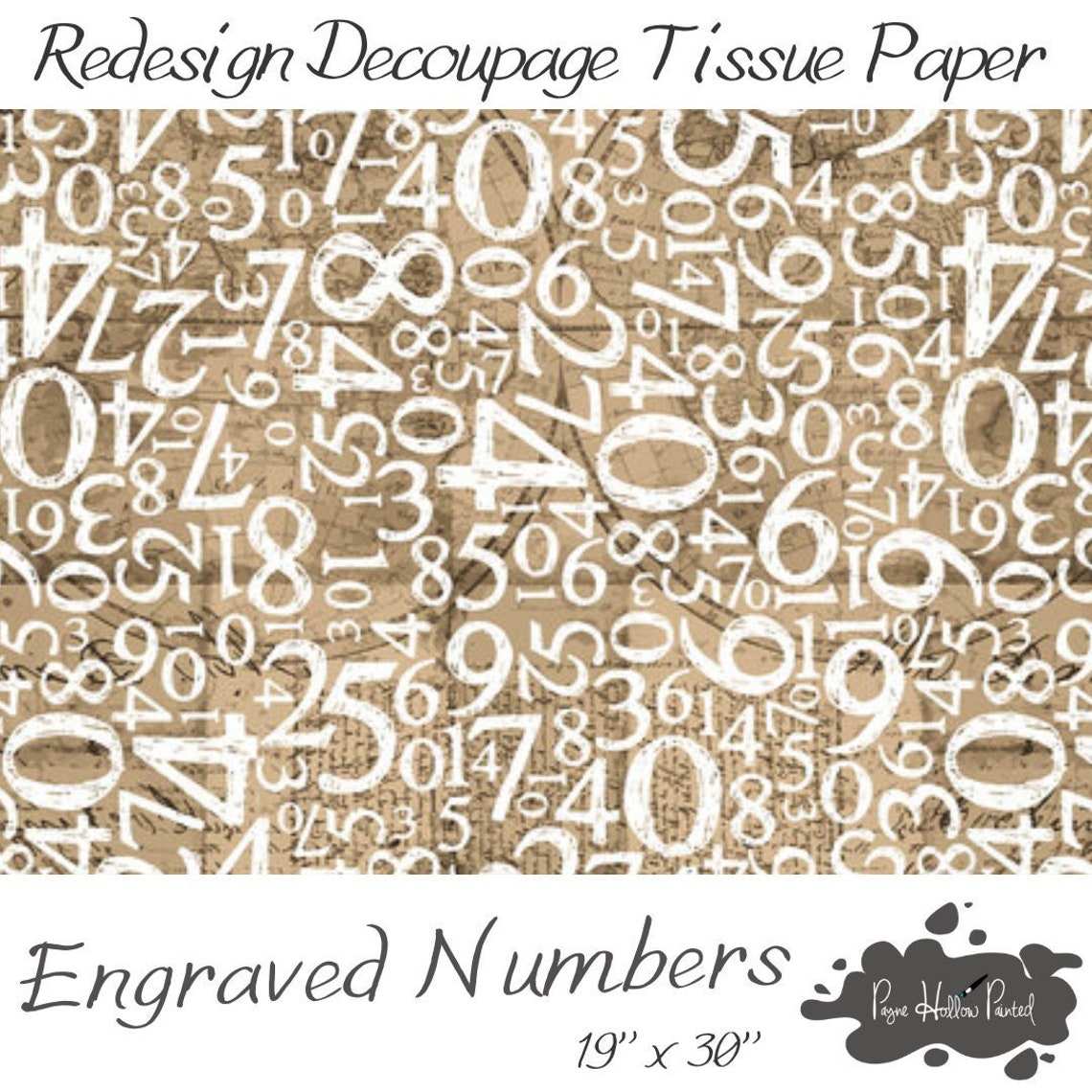 Tissue Paper Numbers ENGRAVED NUMBERS • Decoupage Tissue Paper • 19 X 30 • by Redesign With ...