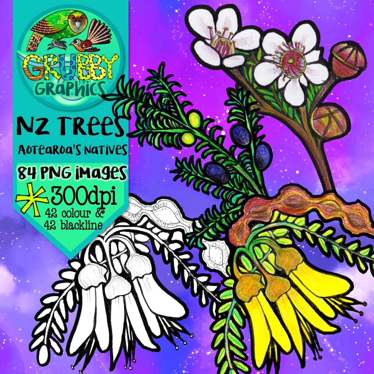 New Zealand Native Trees Clip Art Instant Digital Download Etsy