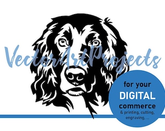 Kleiner Munsterlander Hund Clip Art Vektorgrafik Zeichnung, Munsterlander Gesicht schneidbar Cricut Cut Datei