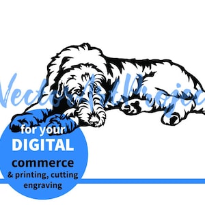 Irischer Wolfshund svg Vektor kommerzielle digitale Kunst, liegender Hund irish wolfhound Clip Art svg schneidbares Grafikdesign