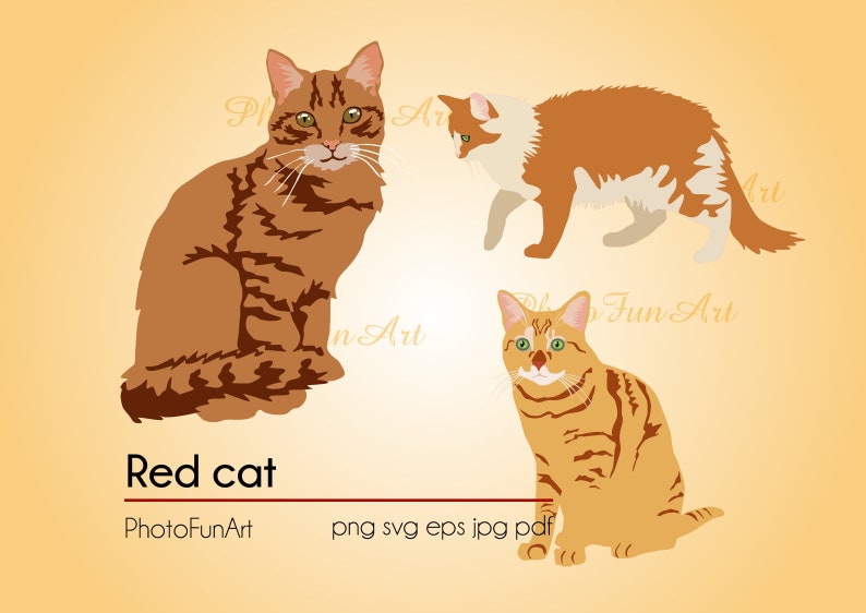 Download Red Cat Svg Clipart Orange Cat Vector Graphic Art Artwork Foxy Etsy PSD Mockup Templates