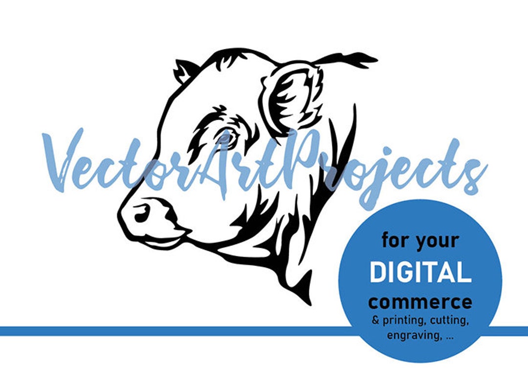 Simmental Bull Svg Cattle Head Vector Graphic Art, Cow Profile ...