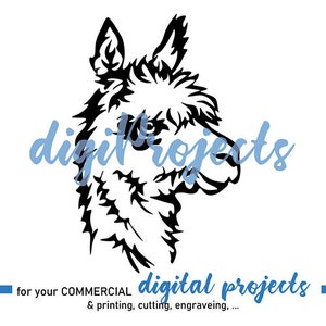 Alpaca svg head profile portrait Alpaca vector graphic file cuttable art Alpaca cut file for digital commerce