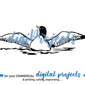 Loon svg digital clipart for digital commerce, Loon vector art, flying bird cut file, water bird svg cricut design