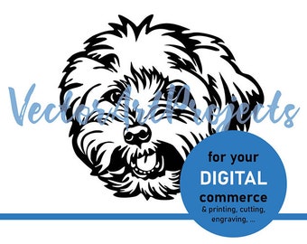 Bolonka Zwetna svg portrait commercial dog vector art, bolonka zwetna cliprat face cut file cuttable cricut digital design