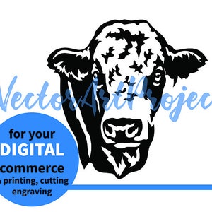 Simmental bull svg cattle head vector graphic art, cow profile, Simmental clipart cut file cuttable cricut, bull digital design