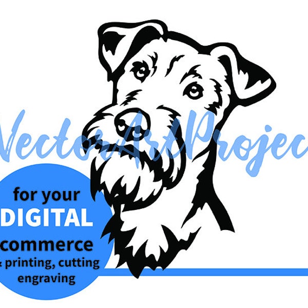 Irish Terrier svg face clip art illustration, Irish Terrier dog cuttable digital vector graphic design