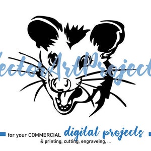 Zarigüeya svg clipart cara vector arte gráfico zarigüeya clipart corte archivo cortable animal salvaje arte digital comercial
