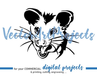 Opossum svg clipart face vector graphic art opossum clipart cut file cuttable wild animal commercial digital art