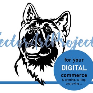 Clipart in formato SVG Akita americano, arte grafica vettoriale della testa di cane, file di taglio arte logo tagliabile Akita cricut