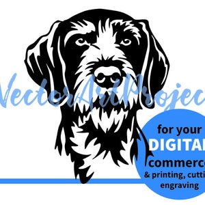 German Wirehaired Pointer svg vector graphic cuttable image, hunting dog pointer clip art digital design