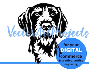 Gráfico vectorial SVG y PNG de Braco Alemán de Pelo Duro / imágenes prediseñadas de perro de caza