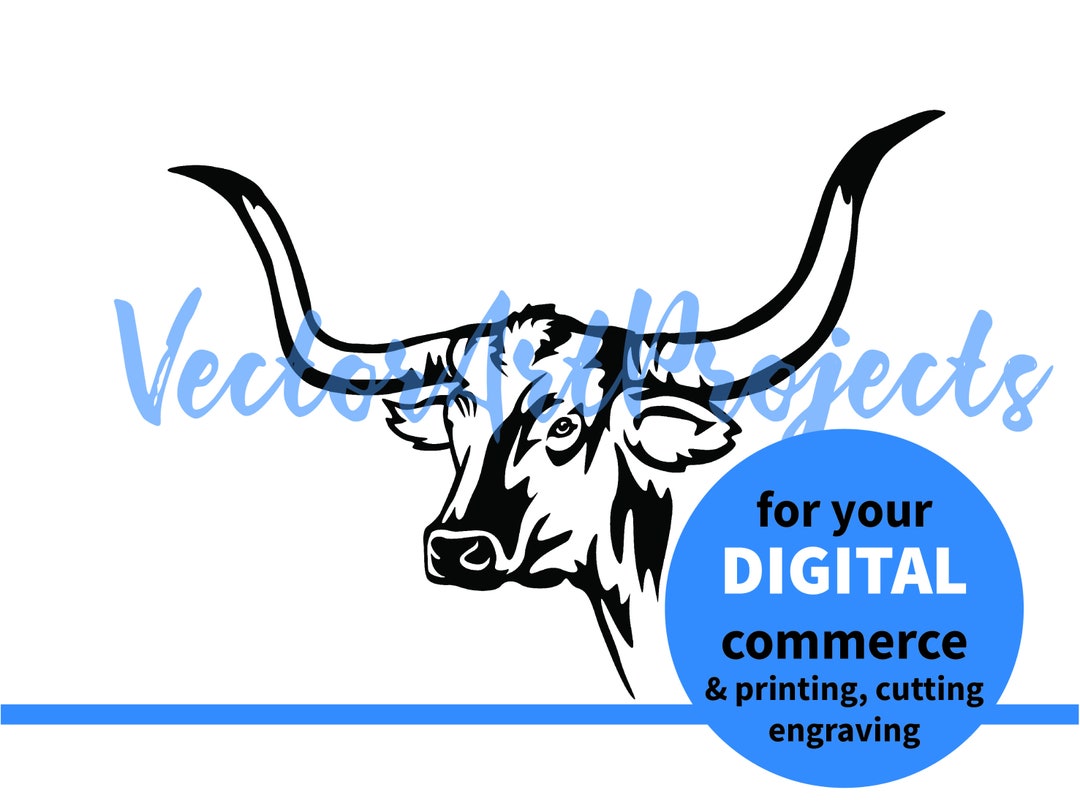Texas Longhorn Cattle Svg Vector Graphic Digital Design Texas - Etsy