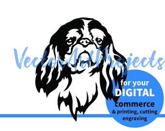 English Toy Spaniel svg vector graphic clip art design, English toy spaniel digital cuttable design