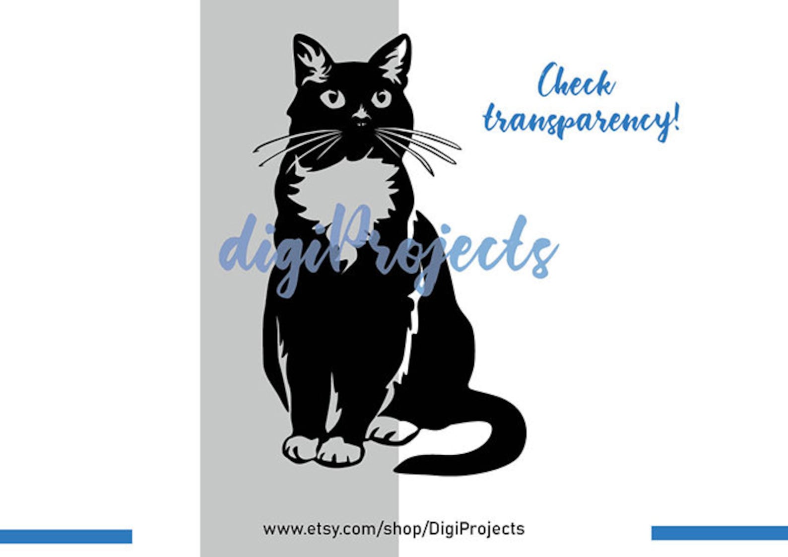 Tuxedo Cat svg cuttable vector graphic file Black and white | Etsy