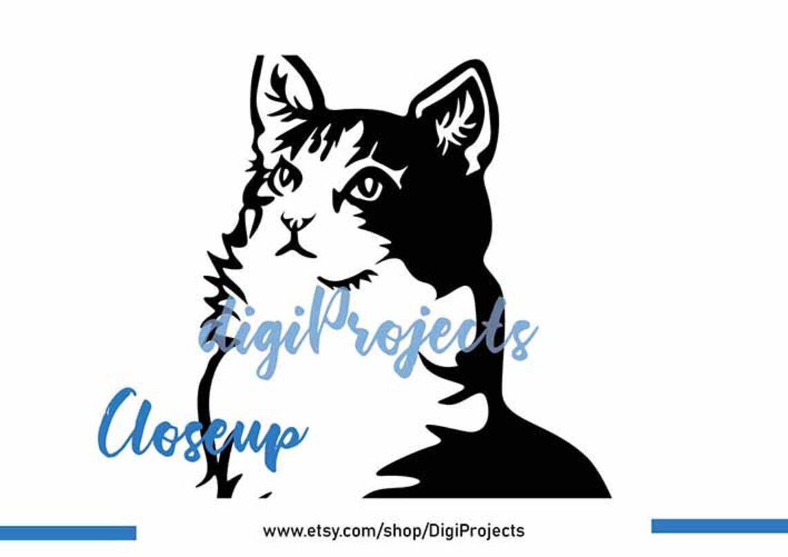 Tuxedo Cat Svg Clipart Vector Graphic Art Bicolor Cat Sitting - Etsy