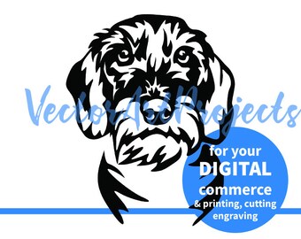 Drahthaardackel SVG – Vektorgrafik eines Hundegesichts, Clip-Art-Datei für Dackel (zum Ausschneiden)