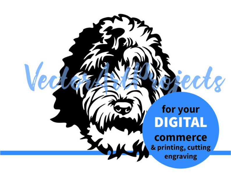 Aussiepoo dog face svg & png vector graphic clipart design for laser cut projects