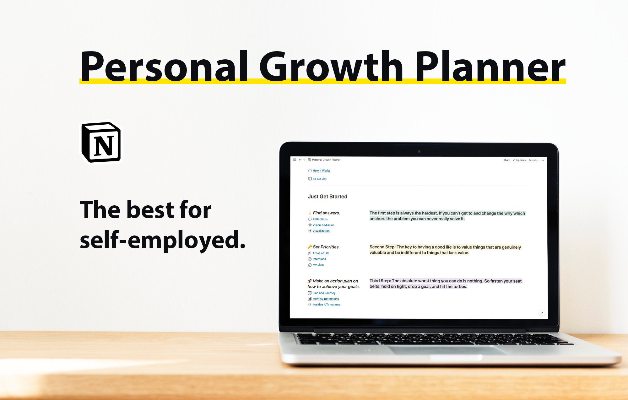 Digital Personal Growth Planner for SelfEmployed Notion Etsy