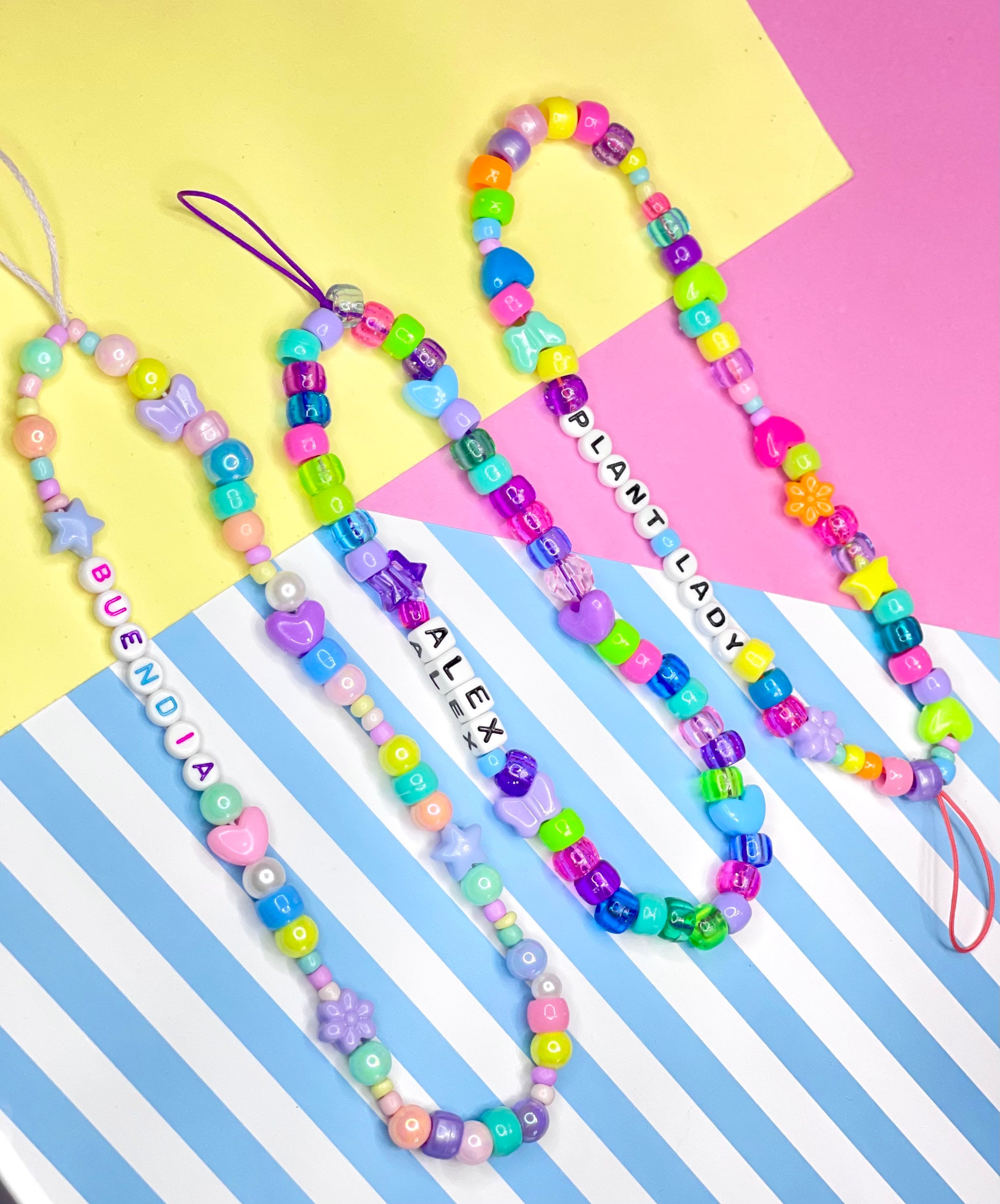 Custom Personalized Bead Phone Charm Strap Colorful Beads Etsy