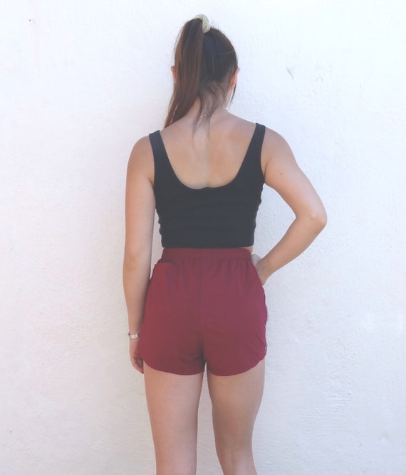 brick red athletic shorts // vintage red running s