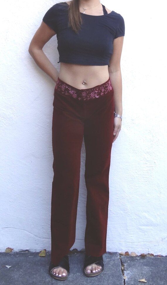 red velvet pants // embroidered velvet pants // wo