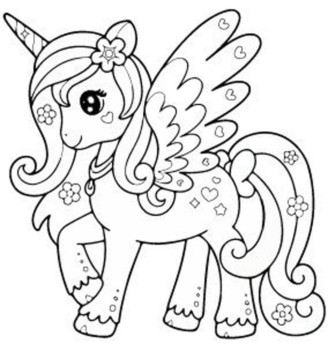 Unicorn Coloring Page Etsy