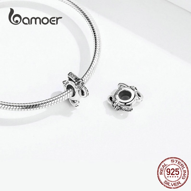 Bamoer 100% Sterling Silver Charm ENEMAL éléphant avec zircone cubique coupe Bracelet Collier