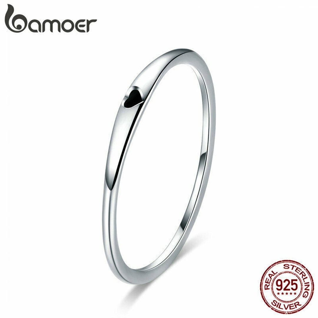 BAMOER 925 Sterling Silver Square Cubic Zirconia Ring for Womwen Fine