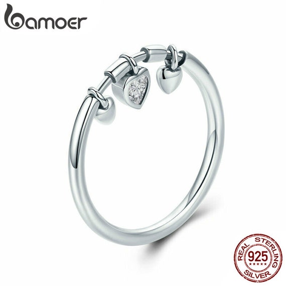 BAMOER 925 Sterling Silver Finger Ring-pure Heart Simple | Etsy