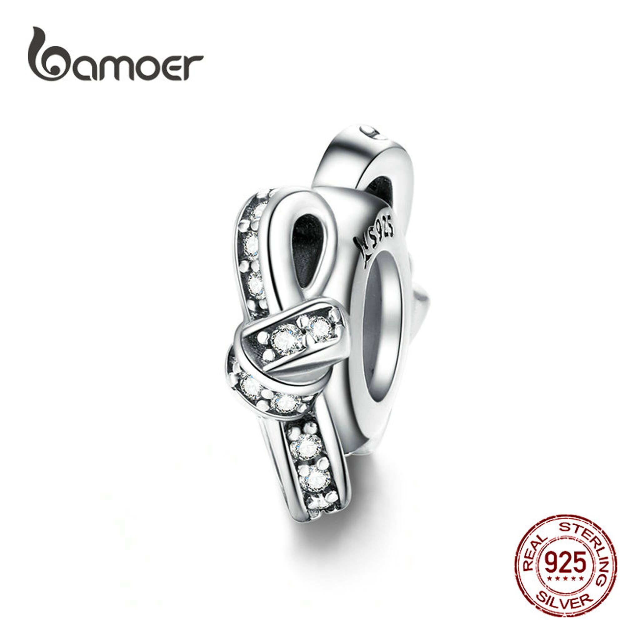 Bamoer 100% Sterling Silver Charm ENEMAL éléphant avec zircone cubique coupe Bracelet Collier