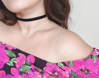 Thin Black Velvet Choker, Super Stretchy, Comfortable Fit, Black Choker, Luxurious Velvet Choker