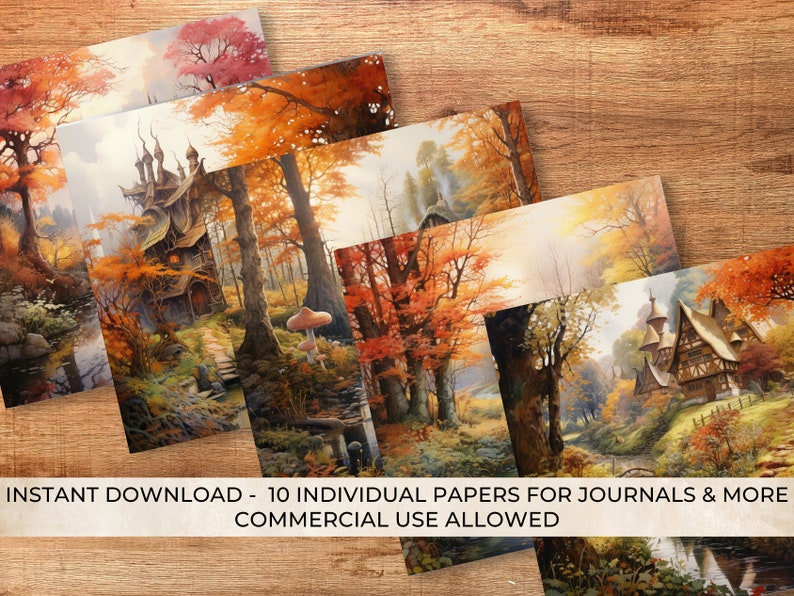 Fall Fantasy Digital Paper Set, Autumn Junk Journal Paper, Autumn ...