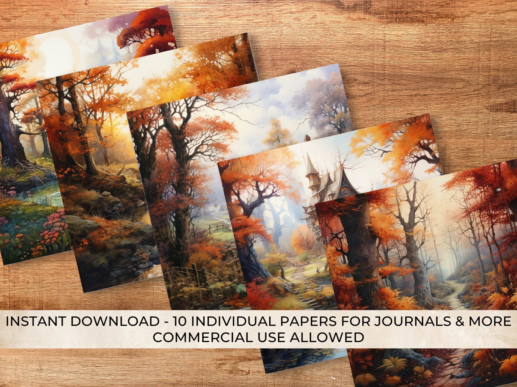Fall Fantasy Digital Paper Set, Autumn Junk Journal Paper, Autumn ...
